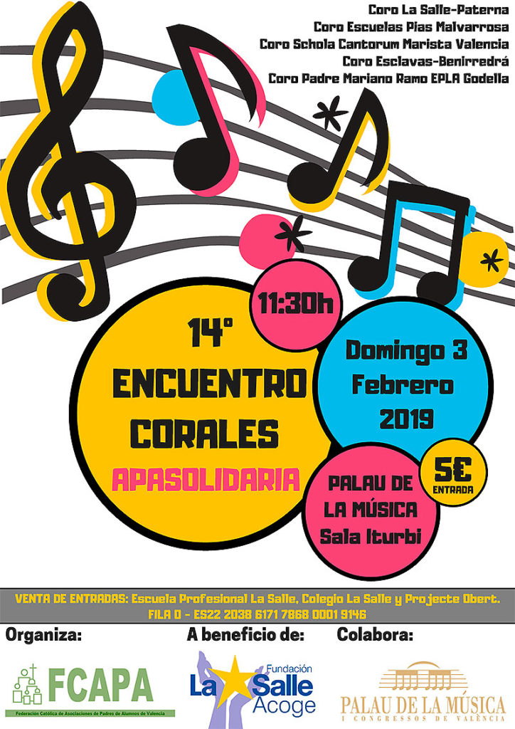 A la venta las entradas para el 14º Encuentro de Corales APASOLIDARIA, a beneficio de la Fundación La Salle Acoge