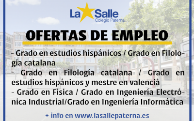 Ofertas de empleo Colegio La Salle Paterna