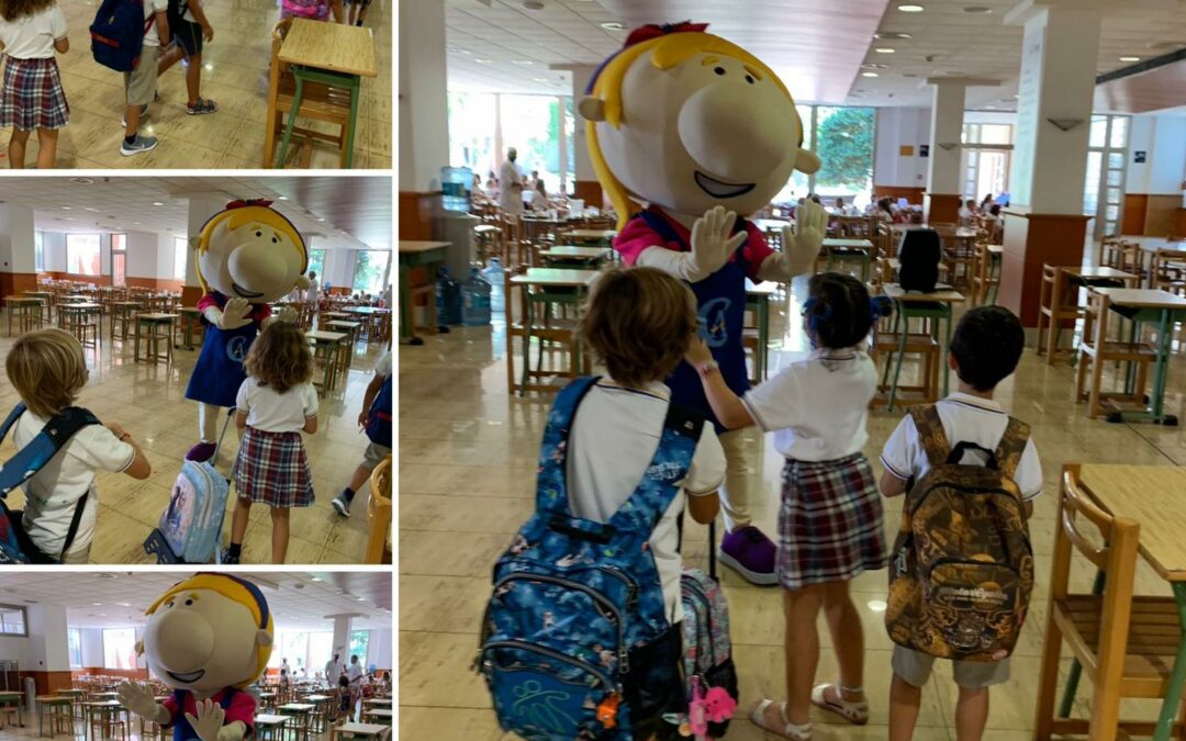 Primer día del comedor escolar con la visita de Proteína