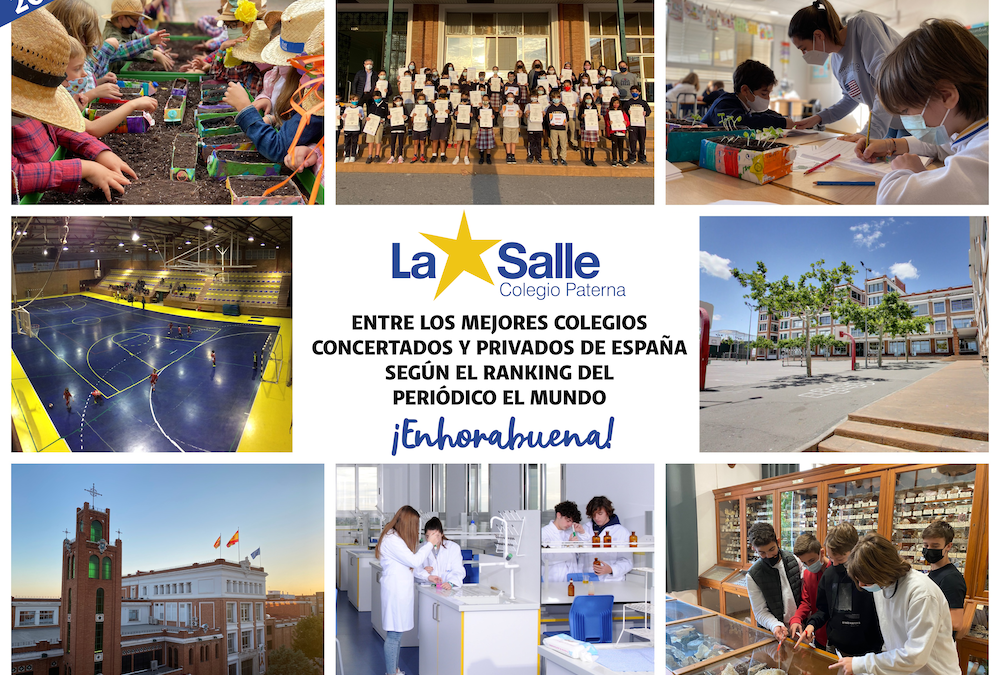 El Colegio La Salle de Paterna entre los mejores colegios concertados y privados de España según el ranking del periódico EL MUNDO