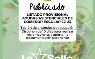 Listados provisionales beca asistencial del comedor escolar 2022-2023