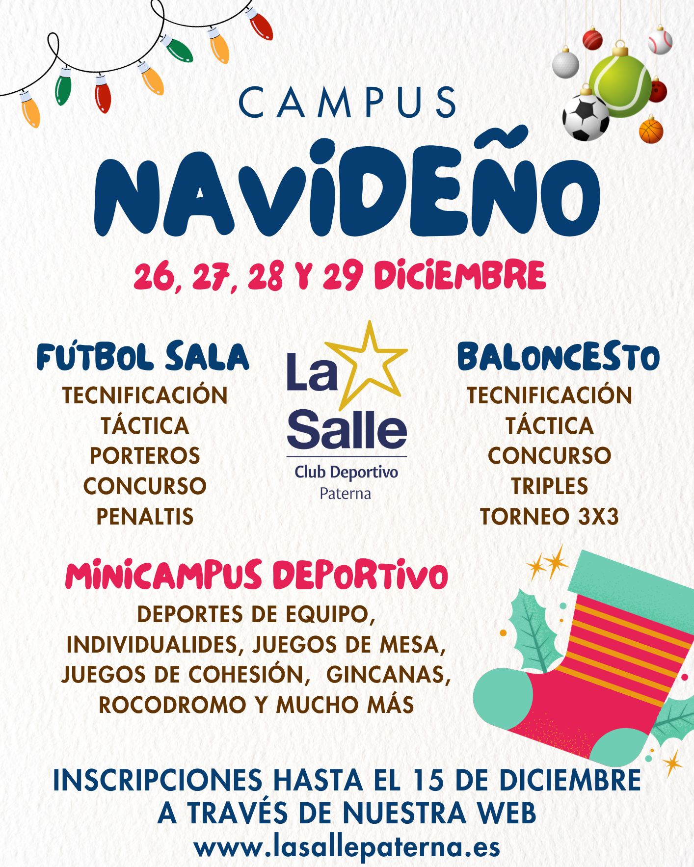 Cartel campus navideño para niños ilustrado papel verde rojo (1)