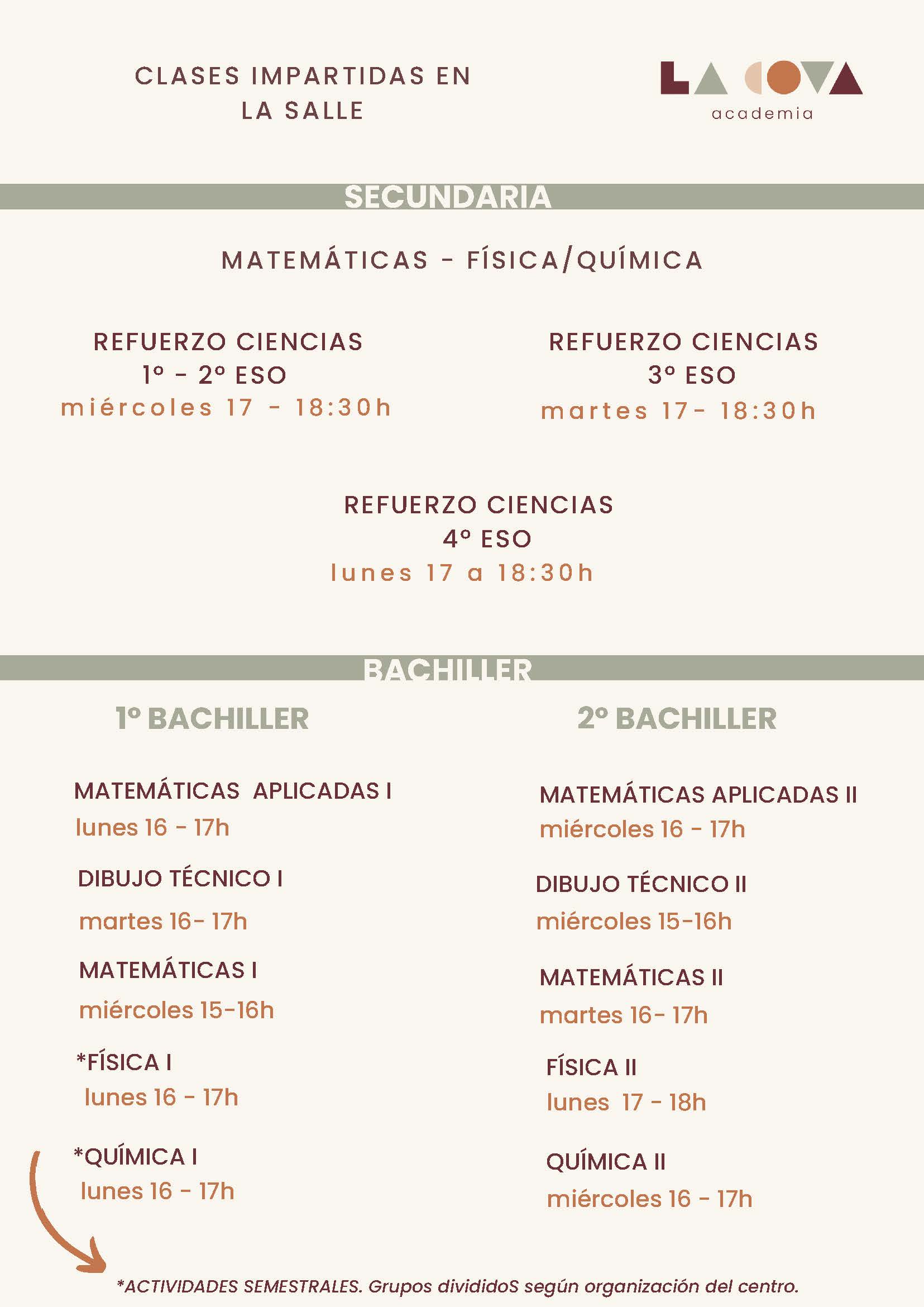 LA COVA HORARIO