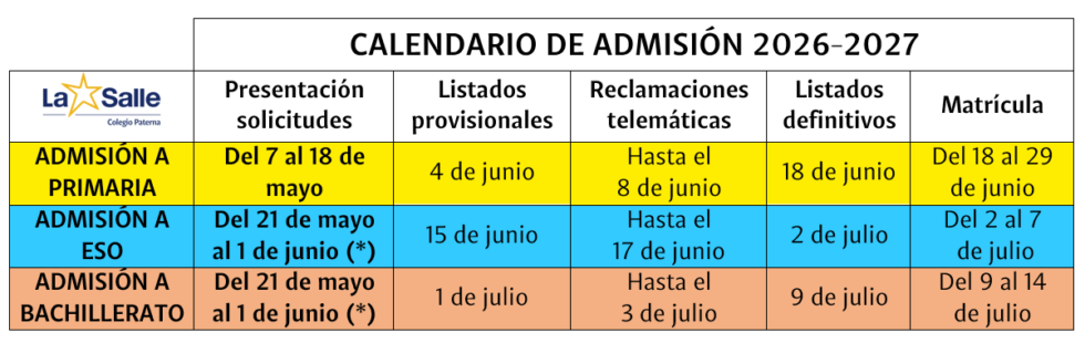 Admisiones | Colegio La Salle Paterna